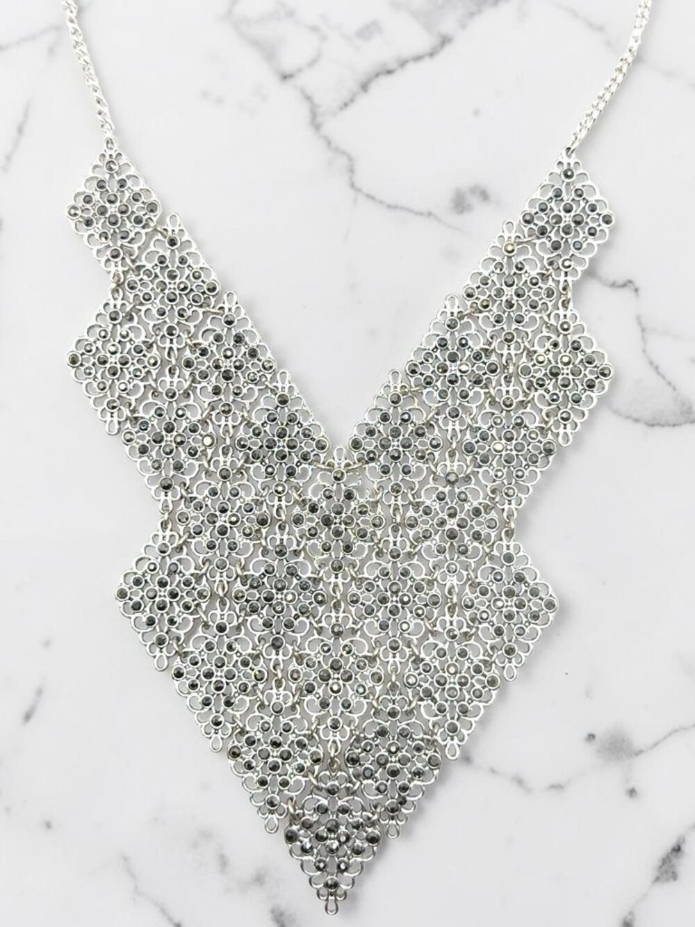 WHBM Silver-Tone Bib-Style Statement Necklace